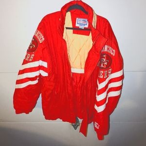 Throwback  Vintage Men's San Francisco 49ers Starter Jacket, Red & Gold, size XL